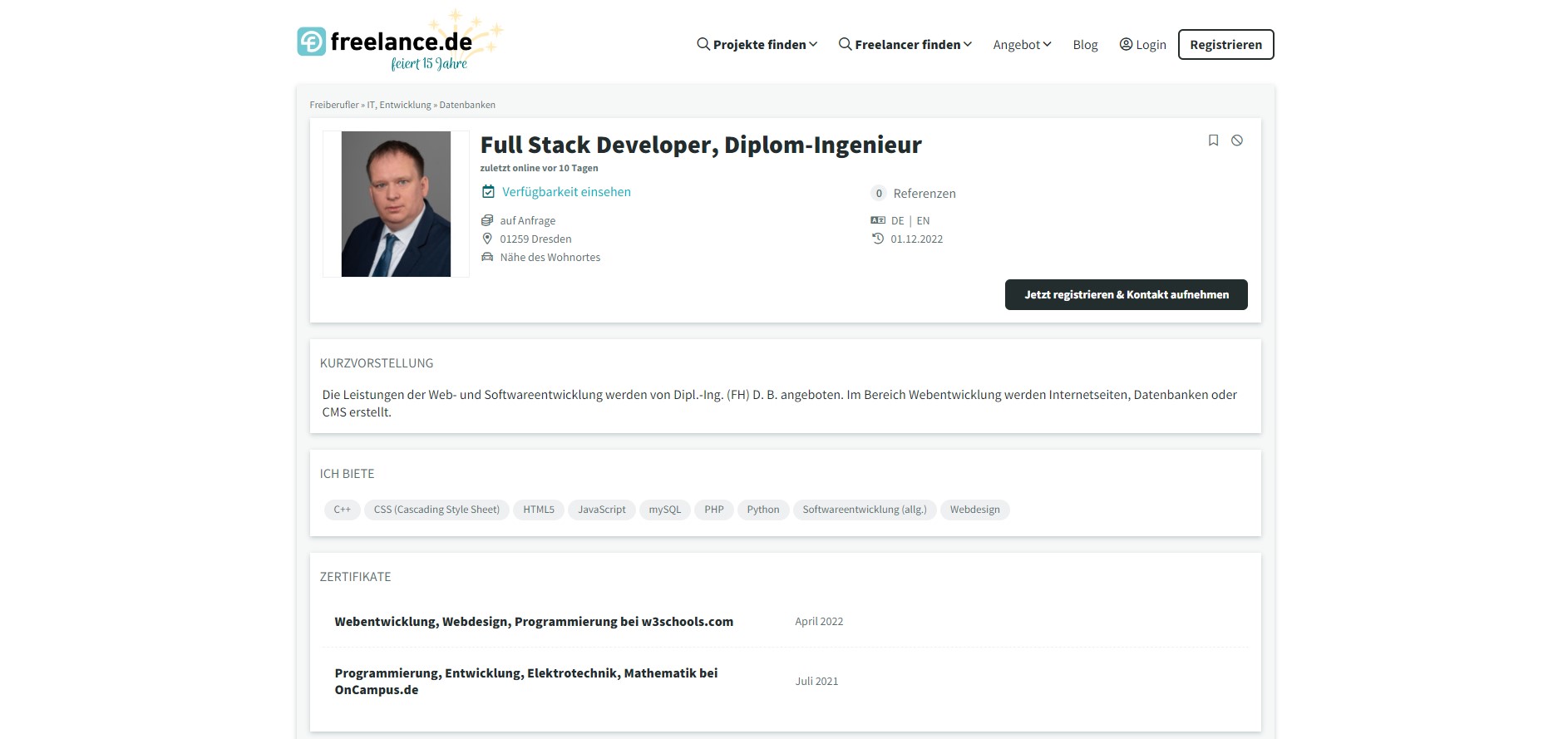 Freelance.de profile